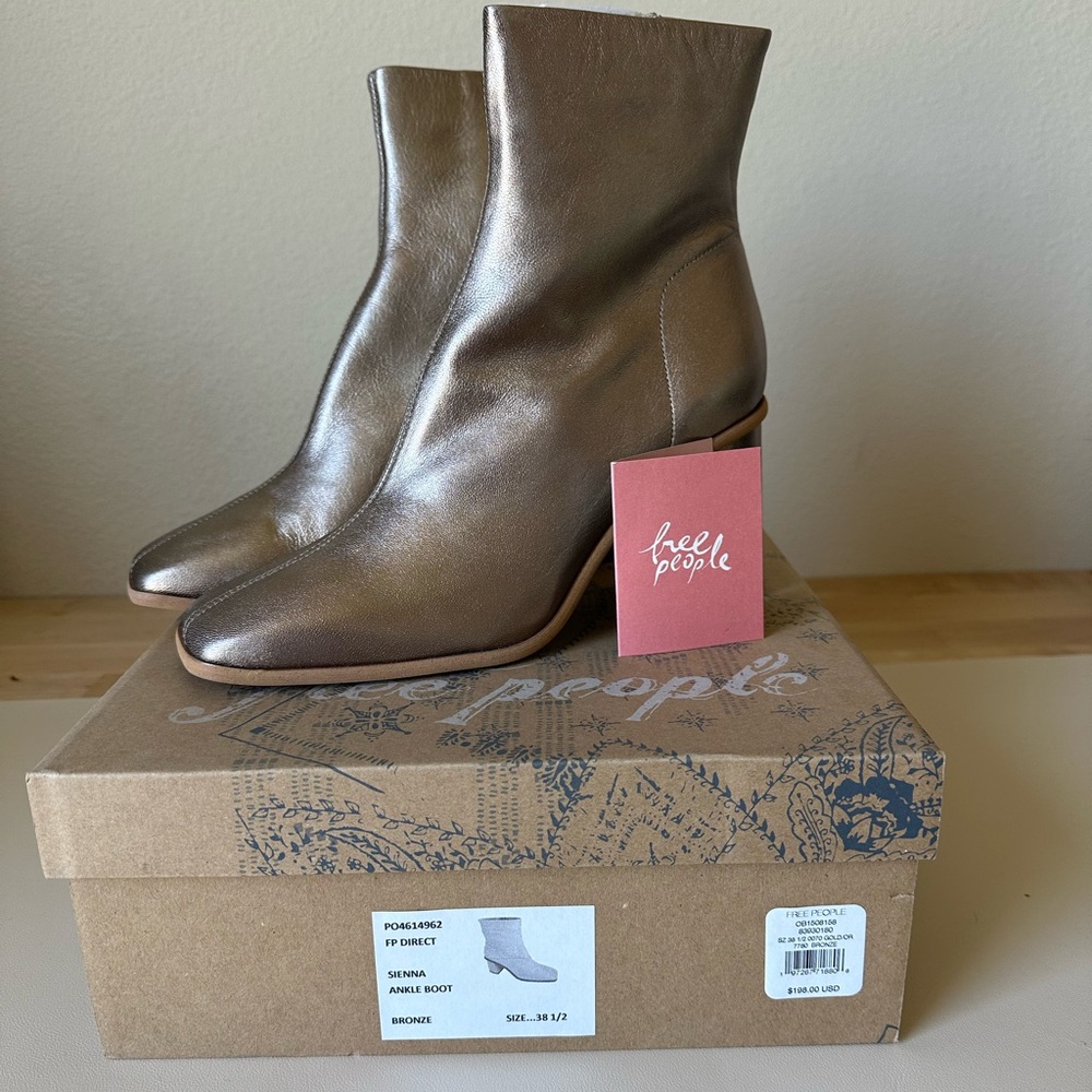 Free People Sienna Ankle Boot Bronze Metallic - 38.5